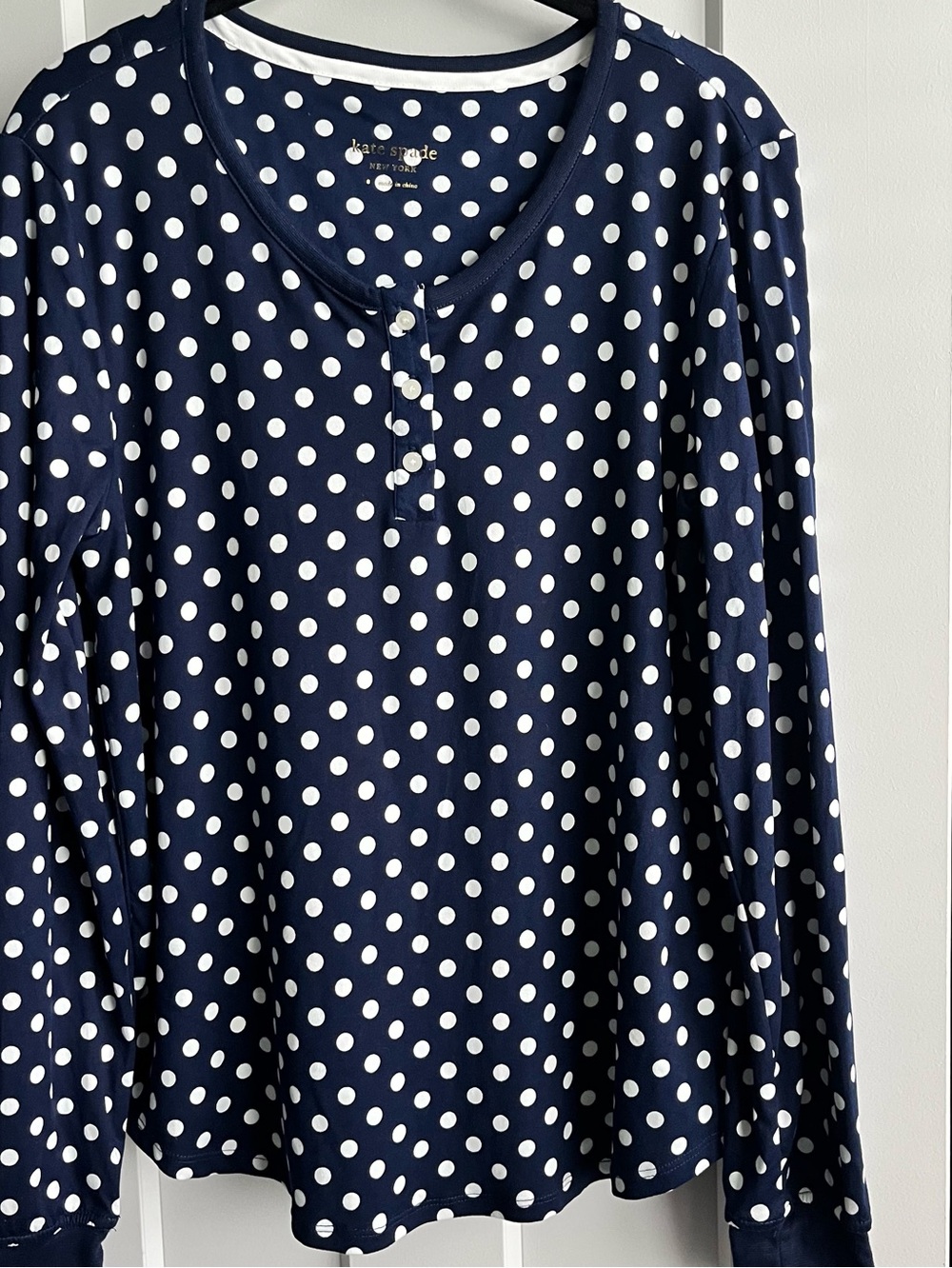Kate Spade Polka dot Henley Pajama Top Sz S